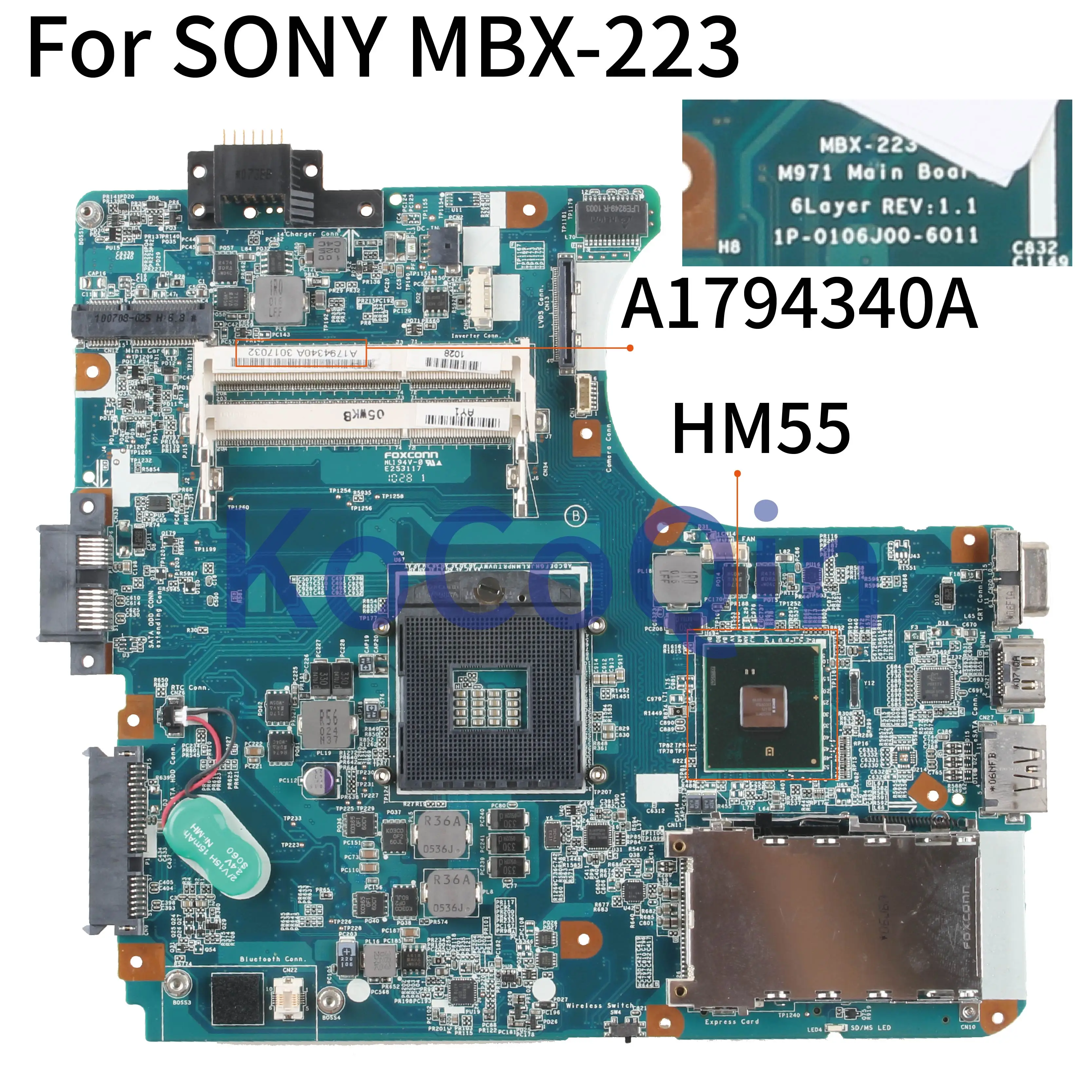 

MBX-223 M971 For SONY VAIO VPCEB VPCEB3J0E VPCEB3F4E Laptop Motherboard 1P-0106J00-6011 A1794340A HM55 Notebook Mainboard