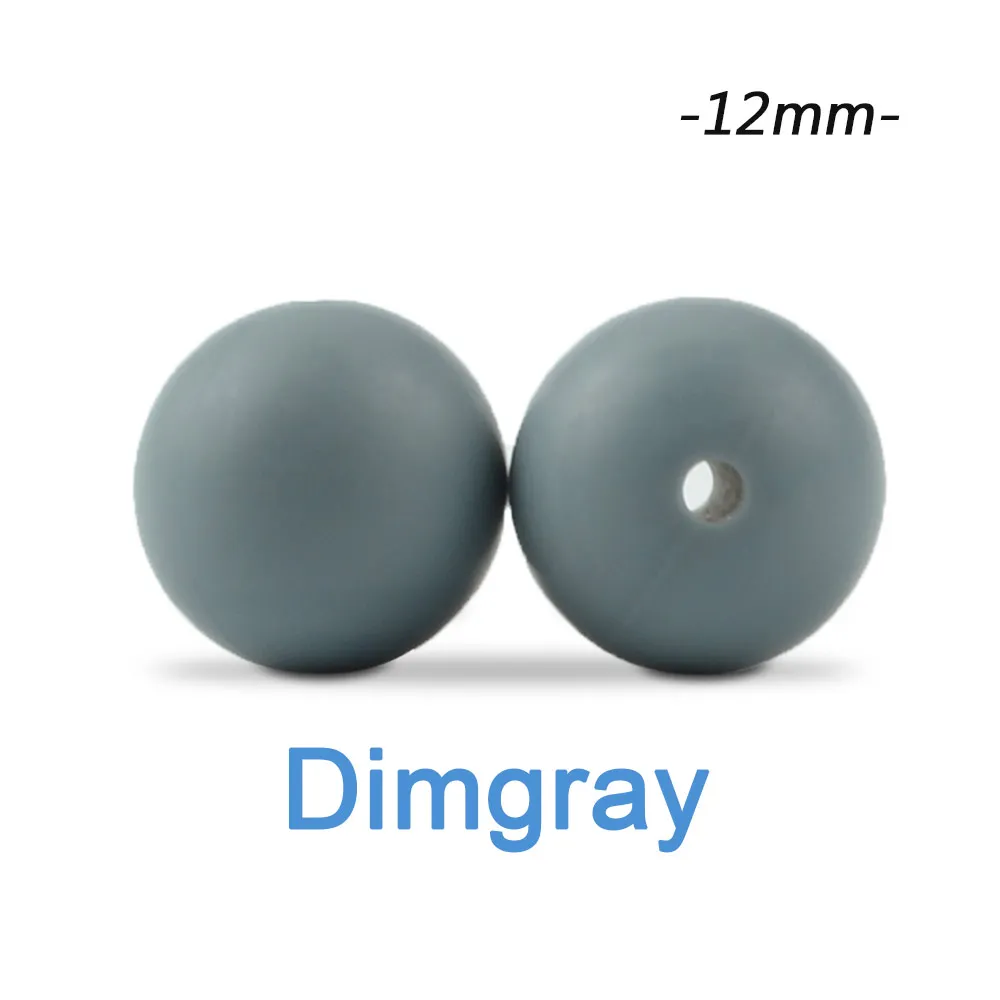 dimgray Силиконовые бусины LOFCA, 12 мм, 200 шт, детские силиконовые бусины для прорезывания зубов, Пищевая силиконовая детская соска, ожерелье, подвеска, изготовление продукта - Цвет: dimgray