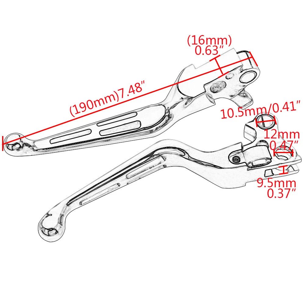 Universal Motorcycle Chrome Slotted Clutch Brake Levers For Harley Sportster XL 883 1200 Softail FXDB Street Bob Dyna Glide |