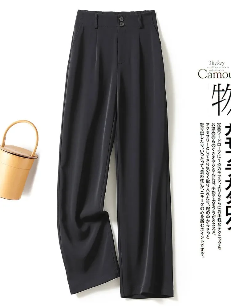 

Lightweight luxury solid color wide leg pants 2021 fashionable new summer women's breathable pants