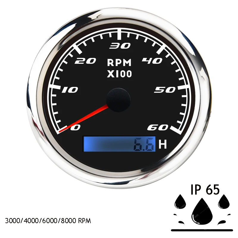 Водонепроницаемый и противотуманный указатель тахометр с 3000 4000 6000 7000 8000 об/мин