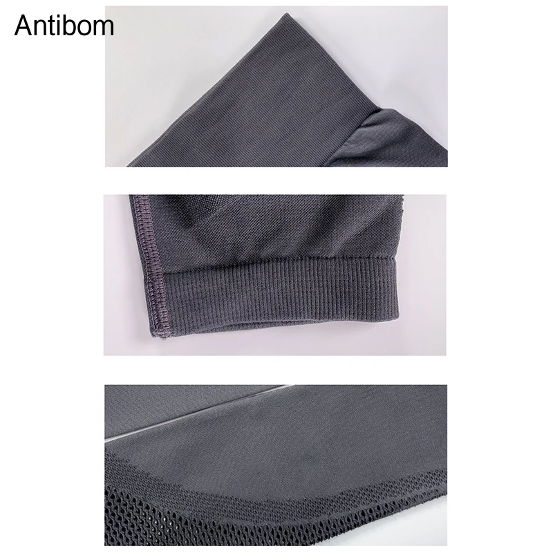 

Antibom Women Seamless Yoga Pant Stretchy Squat Proof Hollow Out Design Gym Leggings High Waist Fitness Sport Solid Color Tights