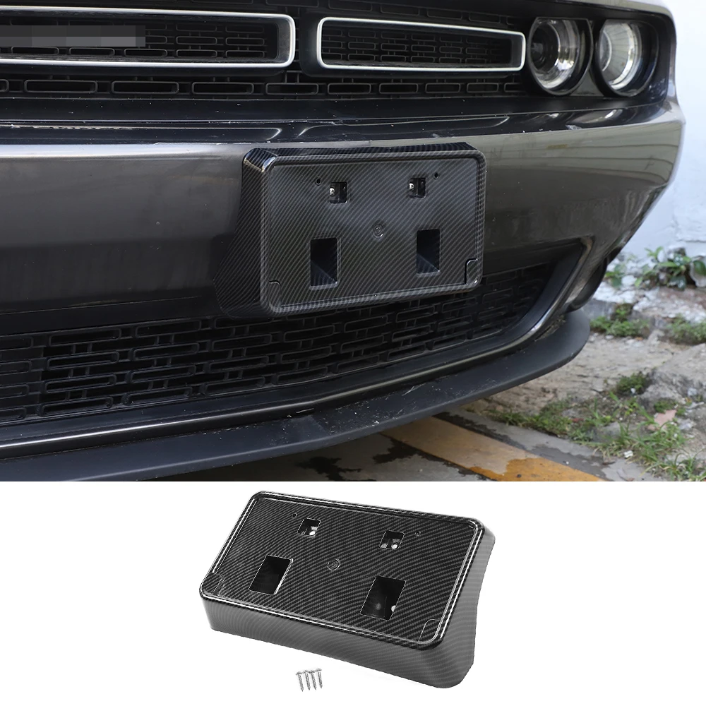 

Fit for Dodge Challenger 2010-2021 Carbon Fiber ABS Front License Plate Mounting Bracket Cover Exterior Car Accessories