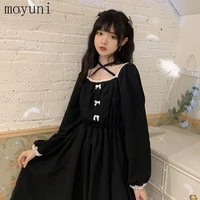 french style retro dark gothic style lolita long sleeved dress for women springsummer japanese style soft girl cute waist tight