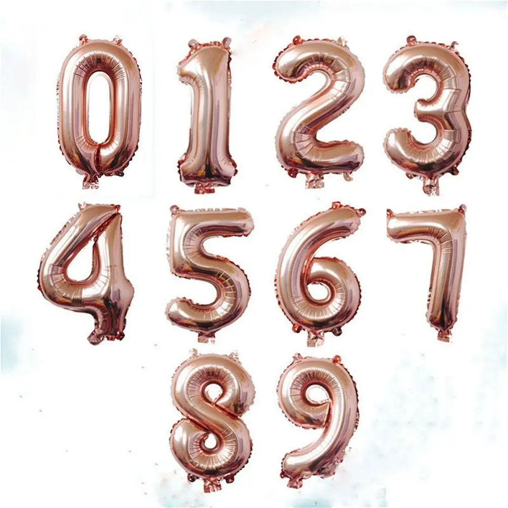 

32 Inch Rose Gold 0-9 Number Foil Helium Balloons for Birthday Wedding Party