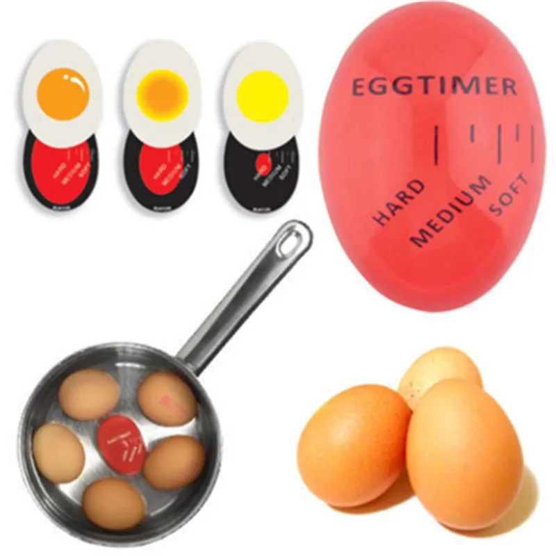 1pcs Egg Perfect Color Changing Timer Yummy Soft Hard Boiled Eggs Cooking Kitchen Eco-Friendly Resin Egg Timer Red timer tools