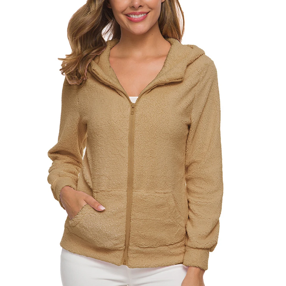 

Zip Up Sweatshirt Plush Hoodies Women Solid Poleron Mujer 2021 Plain Thick Hoodies Warm Fuzzy Furry Hoodie Pocket Plus Size 5xl
