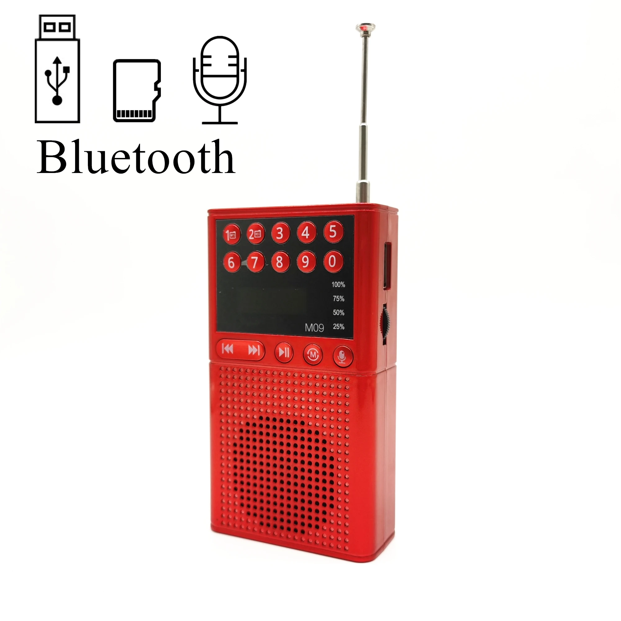 Bluetooth-Compatible Speaker FM Radio MP3 Music Player Digital Recorder Portable Radio Speaker Support TF Card USB Disk