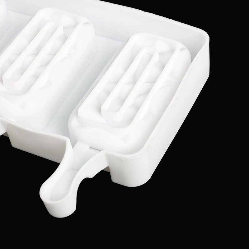 

Silicone 4 Cell Ice Cube Tray Popsicle Maker DIY Homemade Freeze Ice Cream Molds kitchen