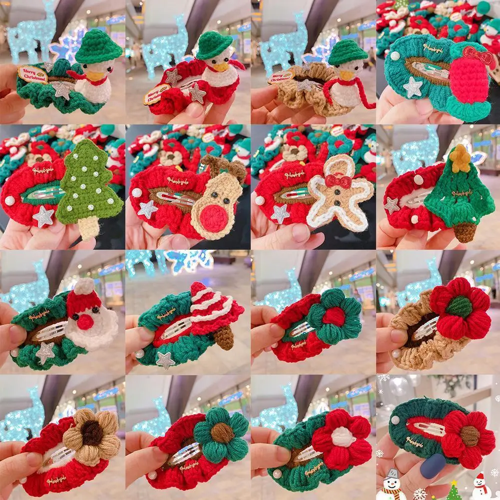 

Girls Cute Cartoon Christmas Knitted Hairpin Lovely Gifts Fashion Accessories Clips Handmade Christmas Headband Merry Hair S4T2