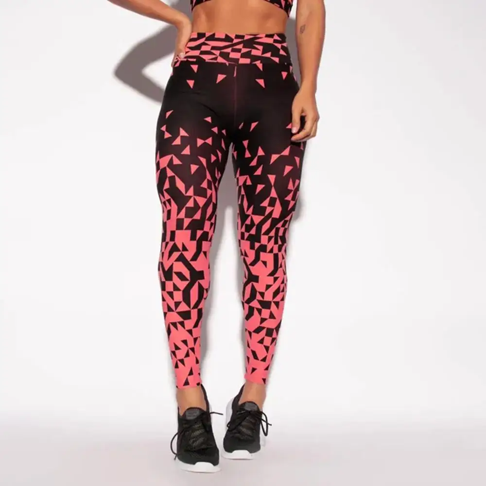 

Sexy Workout Digital Print Leggings Women Irregular Red Gradient Black Sporting Pants Fashion Printed Women's Fitness Leggings