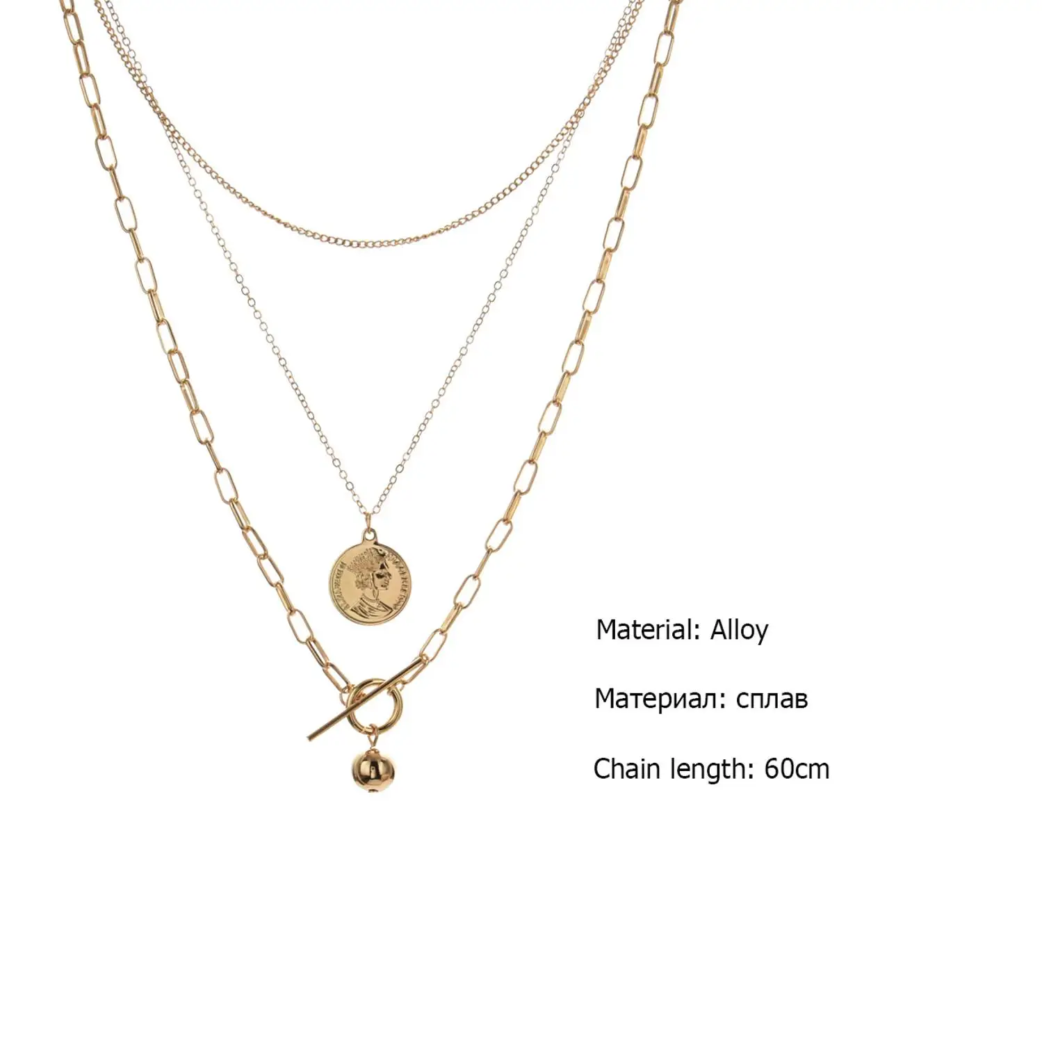 Женское ожерелье с подвеской на замке многослойная цепочка из сплава