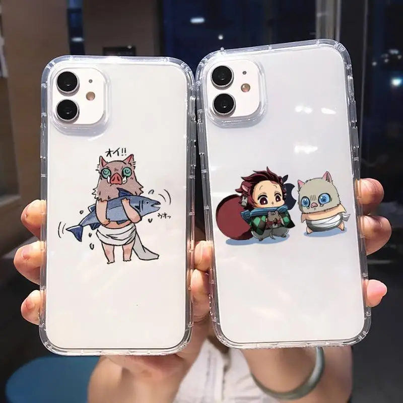 

Demon Slayer Phone Case Transparent For iPhone 6 7 8 11 12 13 S Mini Pro X XS XR MAX Plus Cover Funda Shell