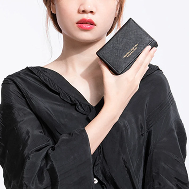 

Classic Trifold Women Wallet Slim Matte PU Leather Card Holder Coin Pocket Designer Female Handback Small Wallets Purse Fashion