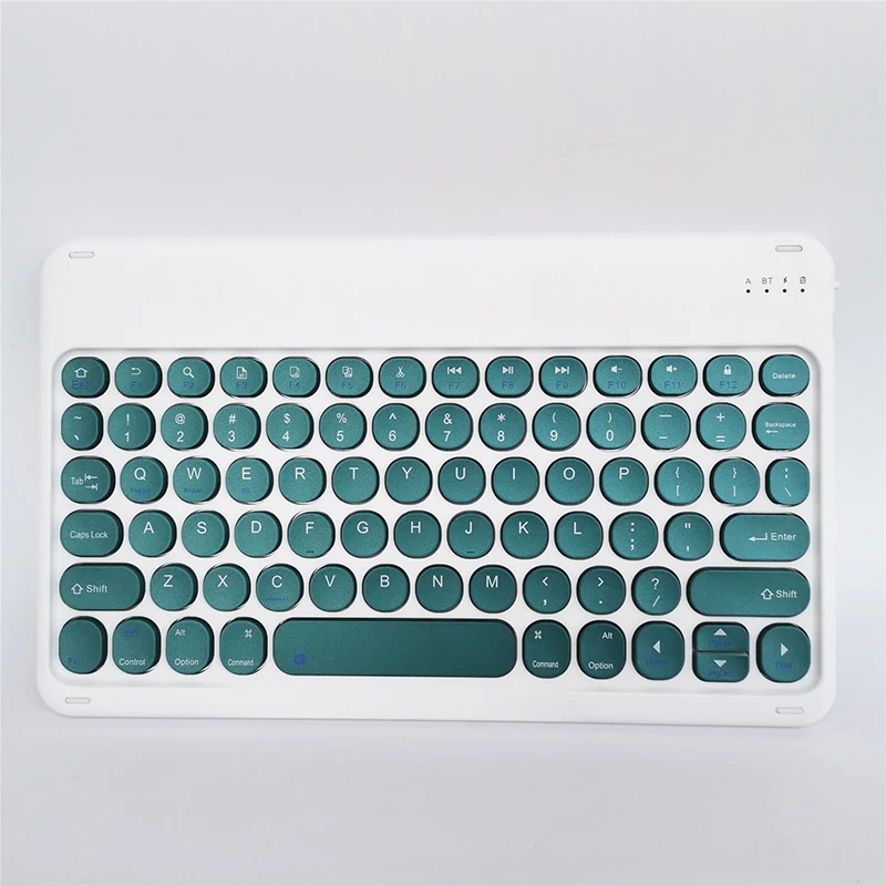 

10 inch Wireless Keyboard Bluetooth Receive Round Cap Vintage Multimedia Key Mini Keyboards for Win iOS Android PC Tablet Laptop