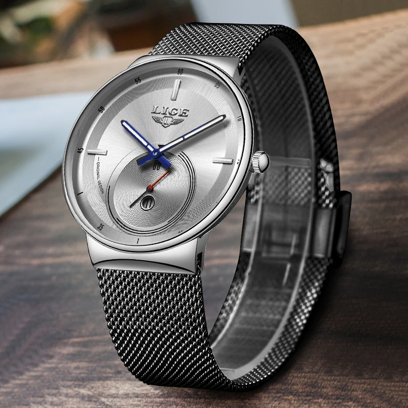 Часы reloj hombre LIGE Мужские кварцевые брендовые Роскошные модные простые