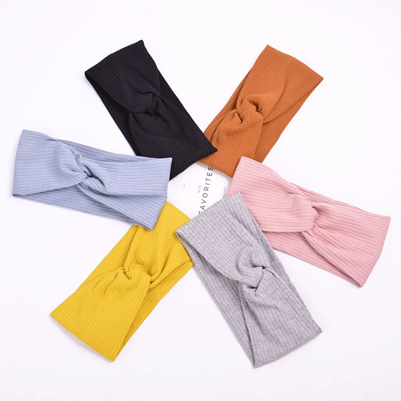 

Soft Cotton Elastic Women Knitted Headband Cross Knot Solid Color Hairband Twisted Hair Bands Ladies Hair Accessories