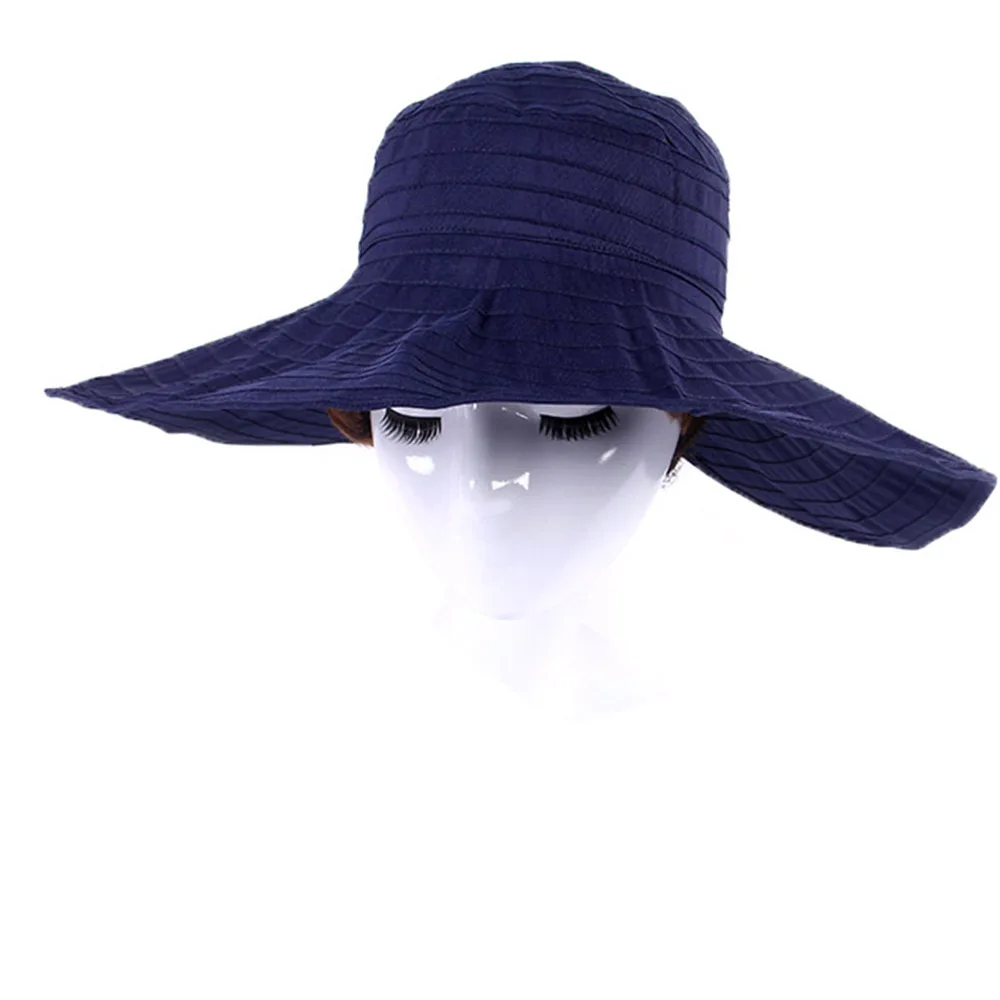 Шляпа женская с широкими полями и защитой от УФ-лучей складная пляжная Панама без