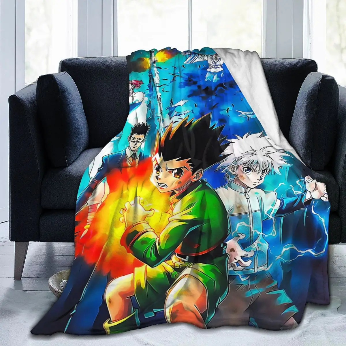 

SONSPEE Anime Hunter X Hunter Killua Zoldyck Comic Print Blanket Soft Fleece Bedding Quilt Home Sofa Sherpa Plush Throw Blankets