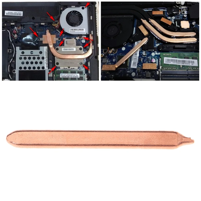 

80/130/170/220/300mm Pure Copper Tube Flat Heatsink Cooler For Laptop Notebook