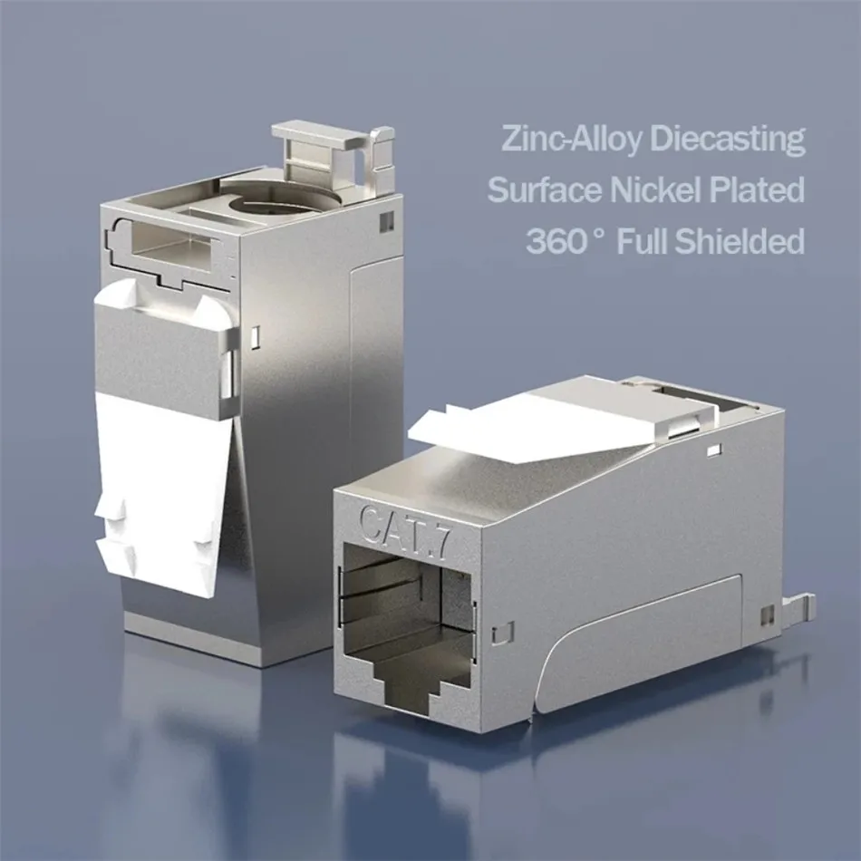 

RJ 45 Cat7 Keystone Modular Jack Full Shielded Tool-Free Connection LSA Terminals 10G 600Mhz Compatible for Cat6A/ Cat 7 Systems