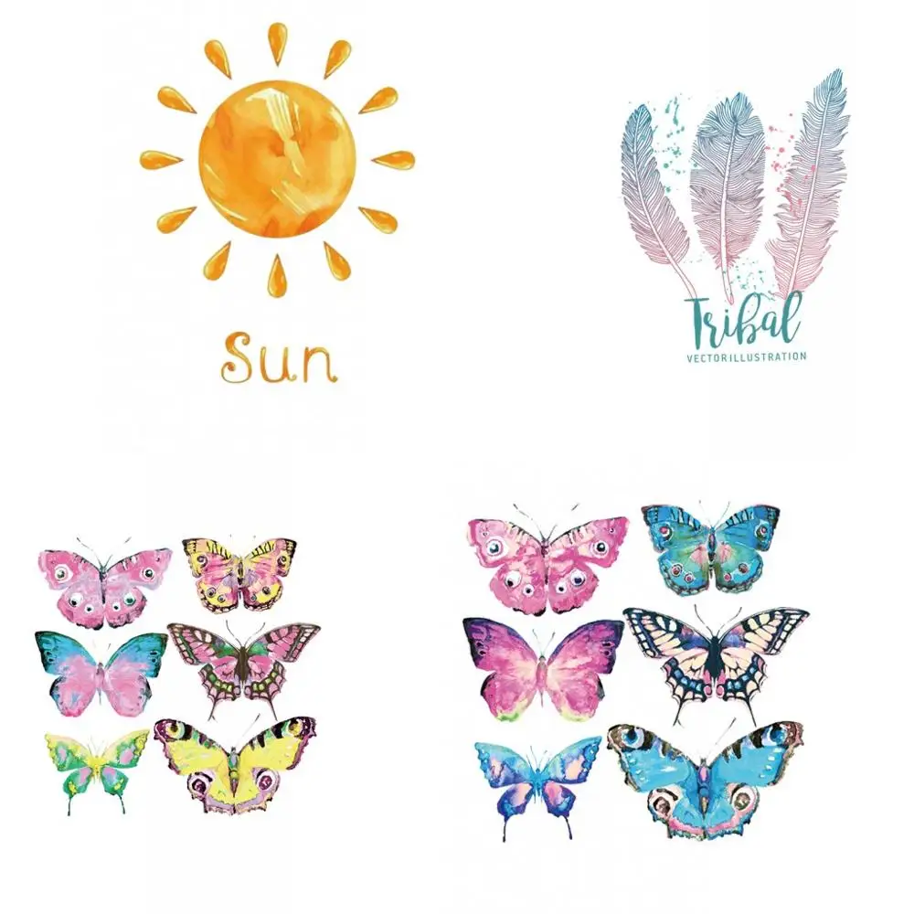 

1Pcs Patch Iron-on Clothes Cute Animals Butterfly Sun Clothing Deco Diy Accessory Heat Transfer Washable Badges Patch