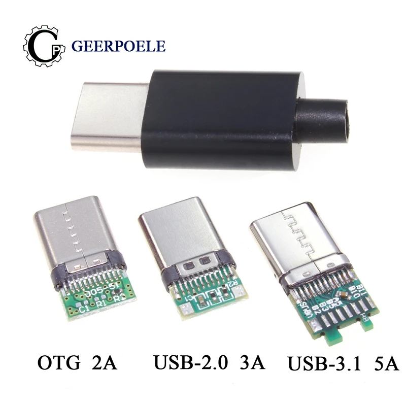 Электрический коннектор USB 3 1 Type C папа сделай сам электронный кабель 4 контактный