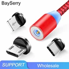 Магнитное зарядное устройство BaySerry, кабель Micro USB Type-C для iPhone 12, 11, магнитный кабель, провод для быстрой зарядки для Samsung S21, Xiaomi, Huawei