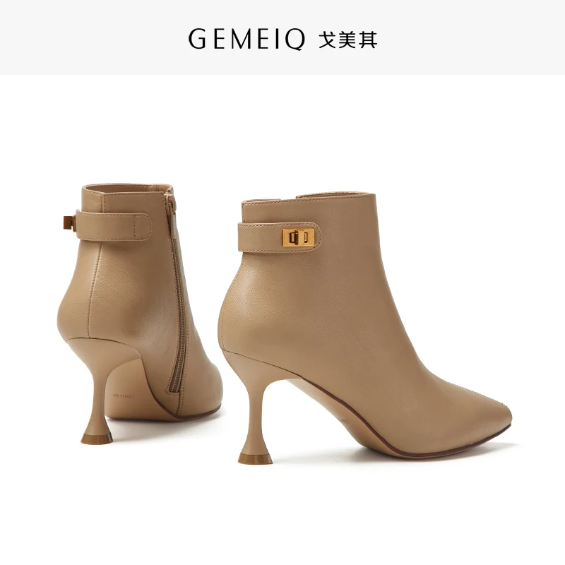 GEMEIQ/женские ботинки Новинка зимние теплые полусапожки с боковой молнией женская