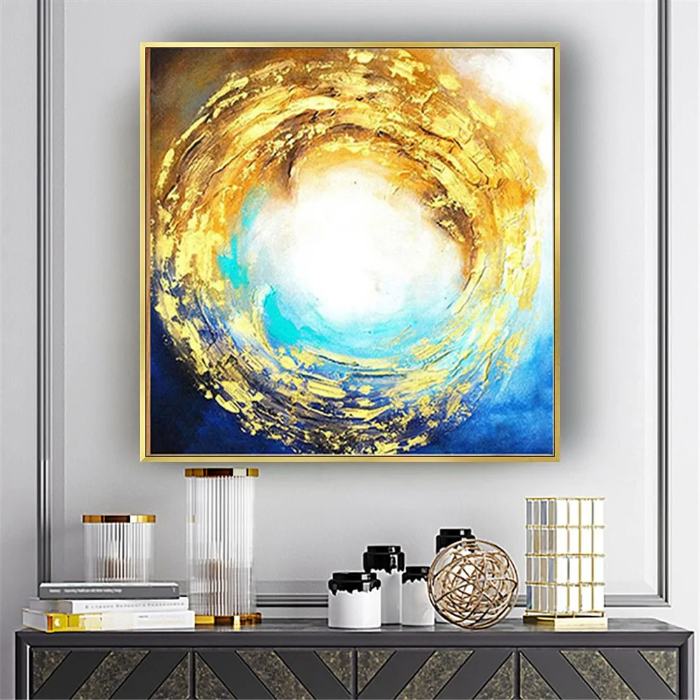 

modern Hand-painted oil painting North American mysterious storm gold leaf art canvas painting wealth bar coffee house decor art
