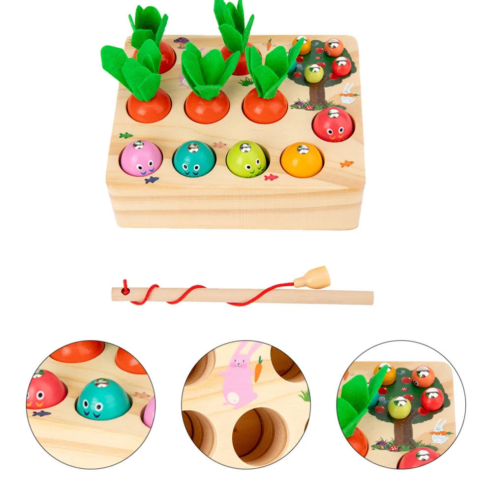 

1 Set Wooden Fishing Turnip Catch Bug Game Playthings for Kids Playing
