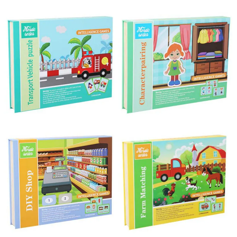 

Montessori Magnetic Book 3d Puzzles Jigsaw Brain Training Game Diy Cartoon Children's Intelligent Educational Toys Gift For Kids