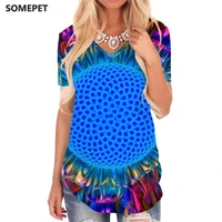 somepet sunflower t shirt women dizziness shirt print colorful v neck tshirt psychedelic funny t shirts womens clothing summer
