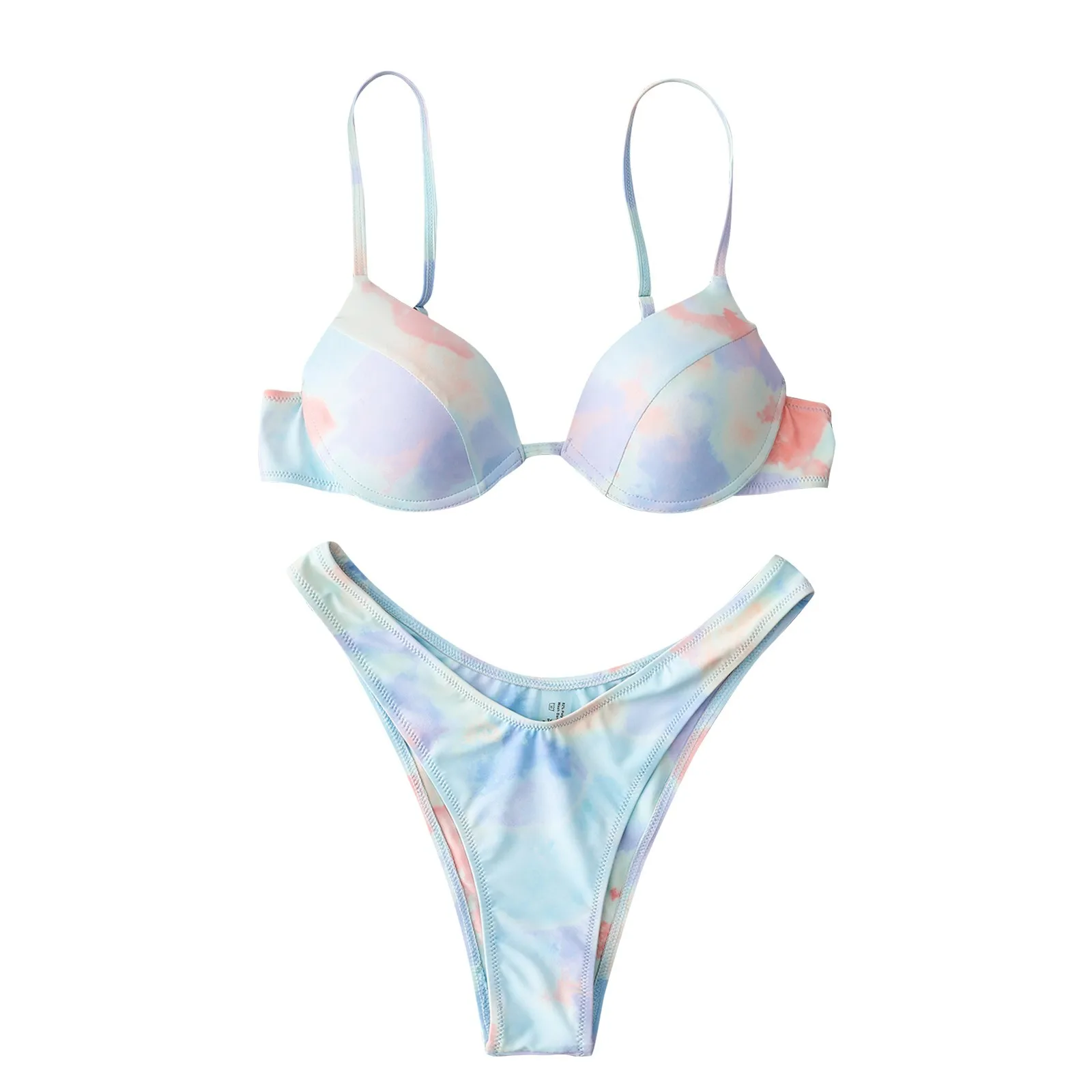 

Women Two-Piece Tie-dye Hardcover Push-Up Padded Bra Bikini Swimwear Bathing Suit Summer Beach Wear Swimming