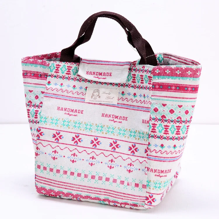 

Lunch Bag Cute Reusable Portable Linen Cotton Insulated Lunch Bag Tote Lunch Soft Bento Cooler Carry Outdoor Picnic Food Bag (Tr