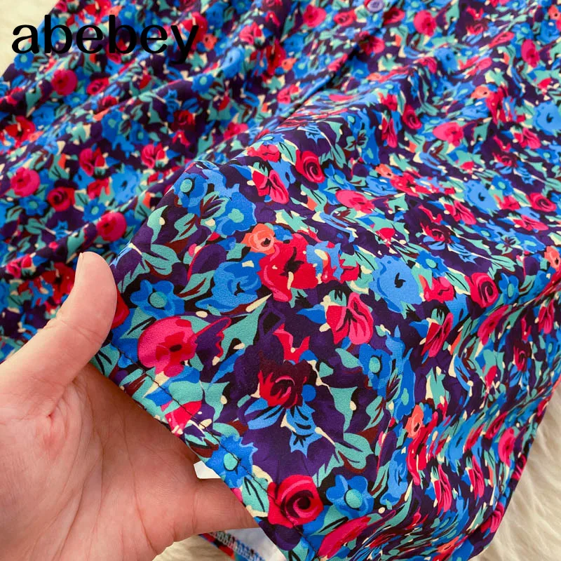 

Design Retro Print Blouse Women Turndown-Collar Short Sleeve Button Tops 2021 Spring Korean Casual Blouses