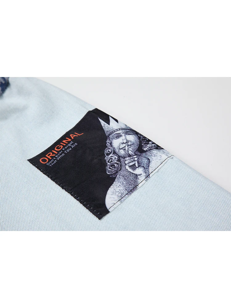 Женская ВИНТАЖНАЯ ДЖИНСОВАЯ КУРТКА в клетку однобортная Повседневная джинсовая