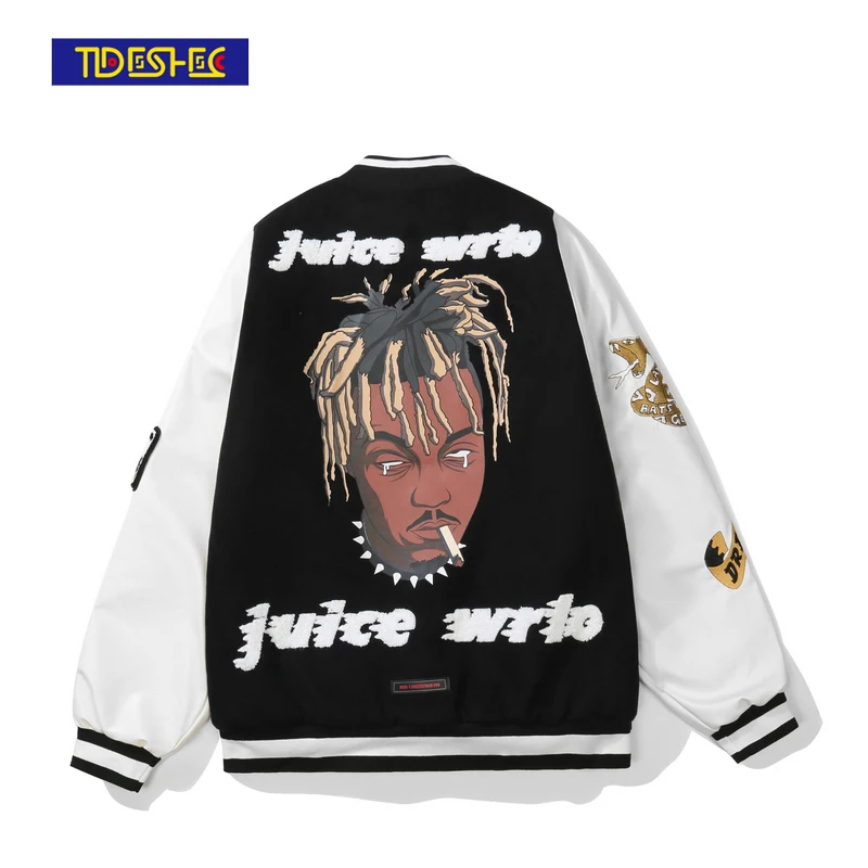 

2021 Hip Hop Baseball Jackets Men Embroidered Jacket Cartoon portrait print Bomber College Loose Streetwear Jacket Couple Coats
