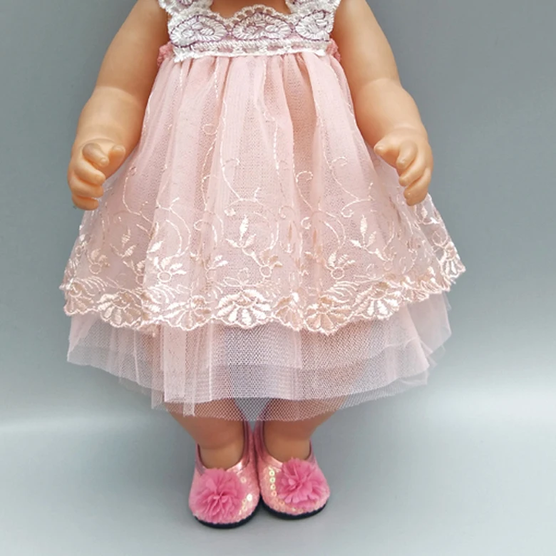

Doll Dress for 43cm Born Baby Doll Clothes Lace Dress with Underwear for 18 Inch Girl Doll Pink Dress