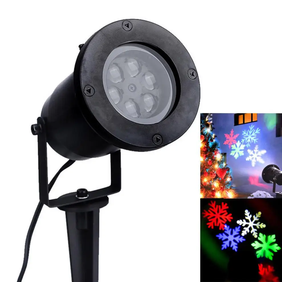 RGB Открытый водонепроницаемый сад дерево движущийся снег лазерный проектор Снежинка светодиодный светильник для сцены Рождественский светильник s лампа проектора