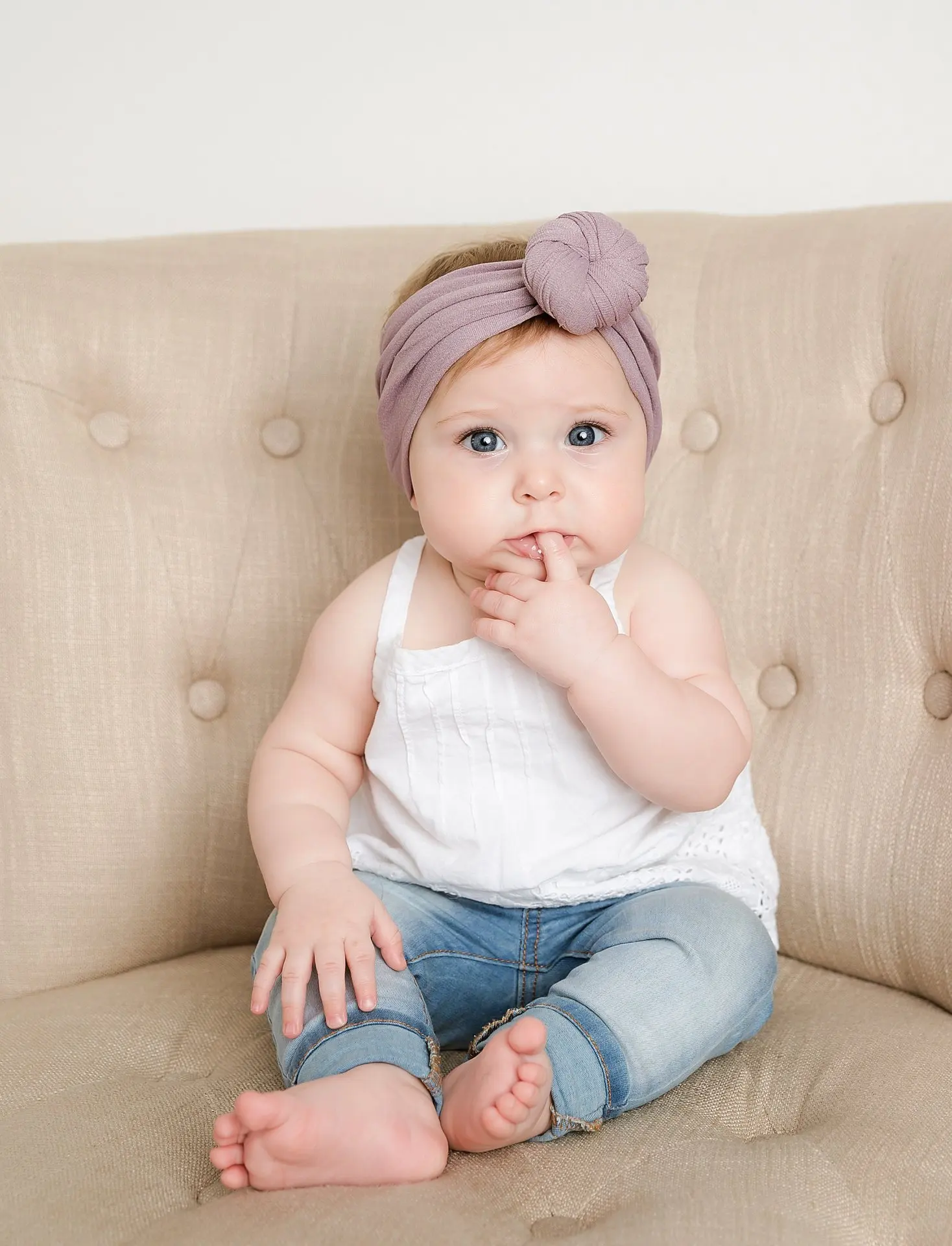 Multitrust-Diadema con lazo grande para ni&ntilde;a y beb&eacute;, turbante el&aacute;stico, envoltura para la cabeza, 0-6 a&ntilde;os-2
