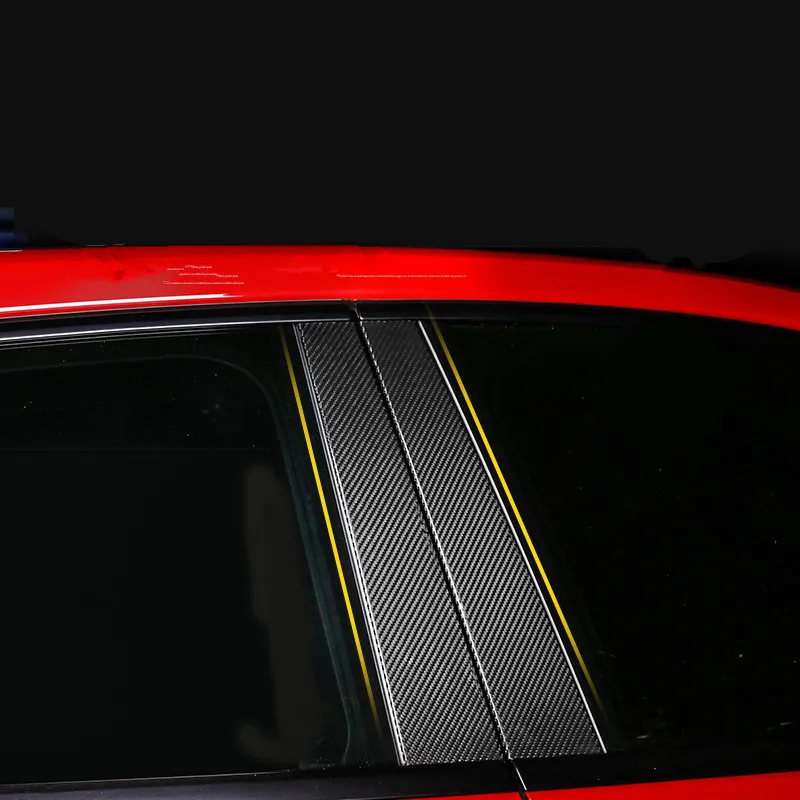 4 шт. накладки из настоящего углеродного волокна для автомобиля наружные B-Pillar