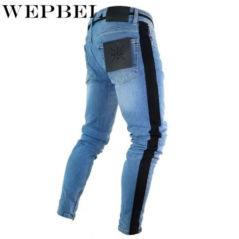 

Mandylandy Men's Fashion Skinny Pant Casual Ripped Hole Jeans Slim Denim Pants Pencil Denim Trousers