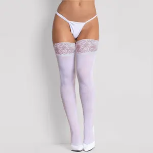 Чулки женские кружевные, силикон 120D, не скользящие