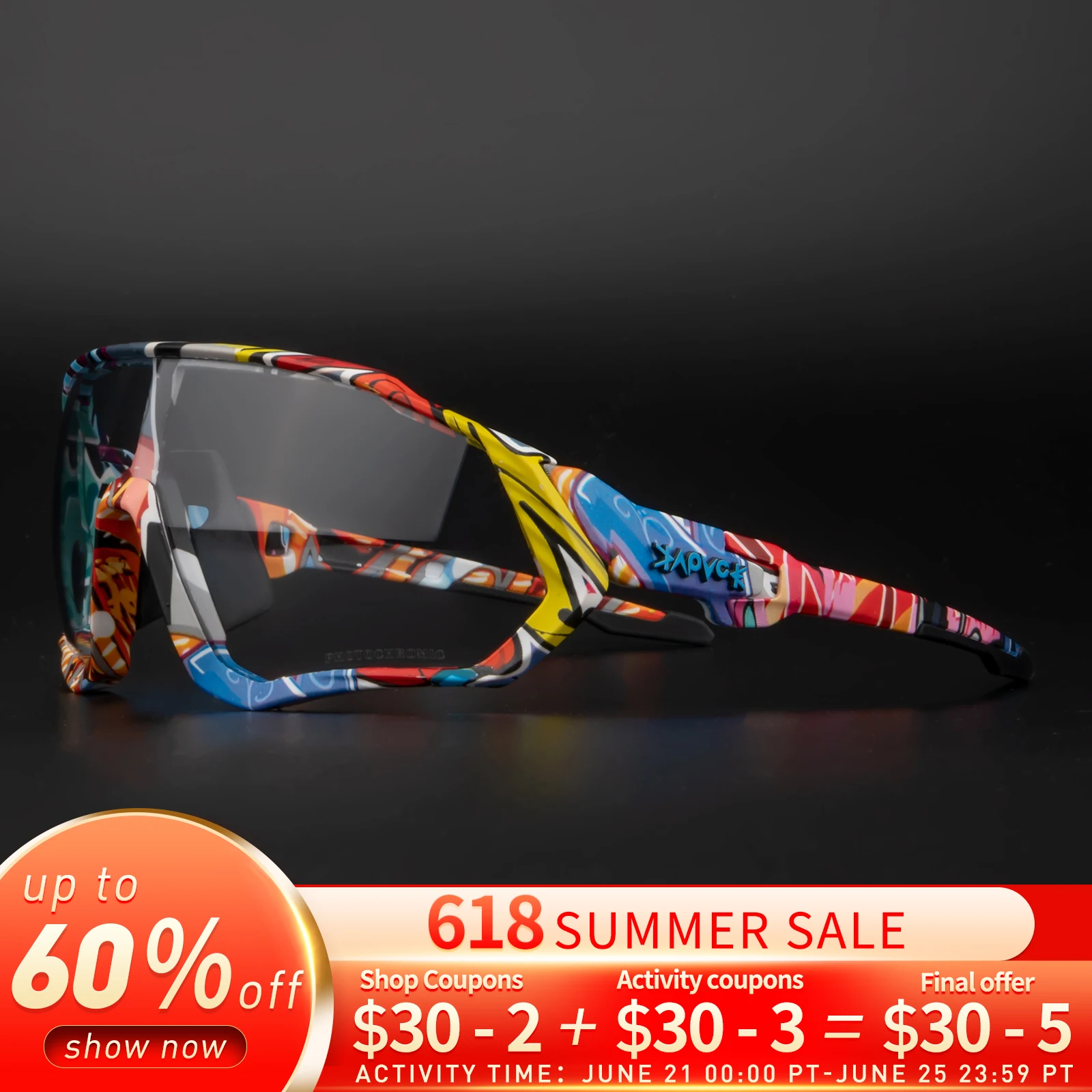  Kapvoe Photochromic Cycling Sunglasses Men Women Sport Road Mtb Mountain Bike Bicycle Glasses Cycling Glasses Eyewear Goggle 