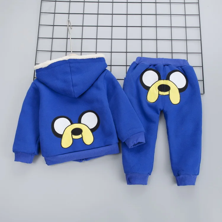 Для детей 1-4 лет модная зимняя теплая одежда с капюшоном и рисунком для маленьких
