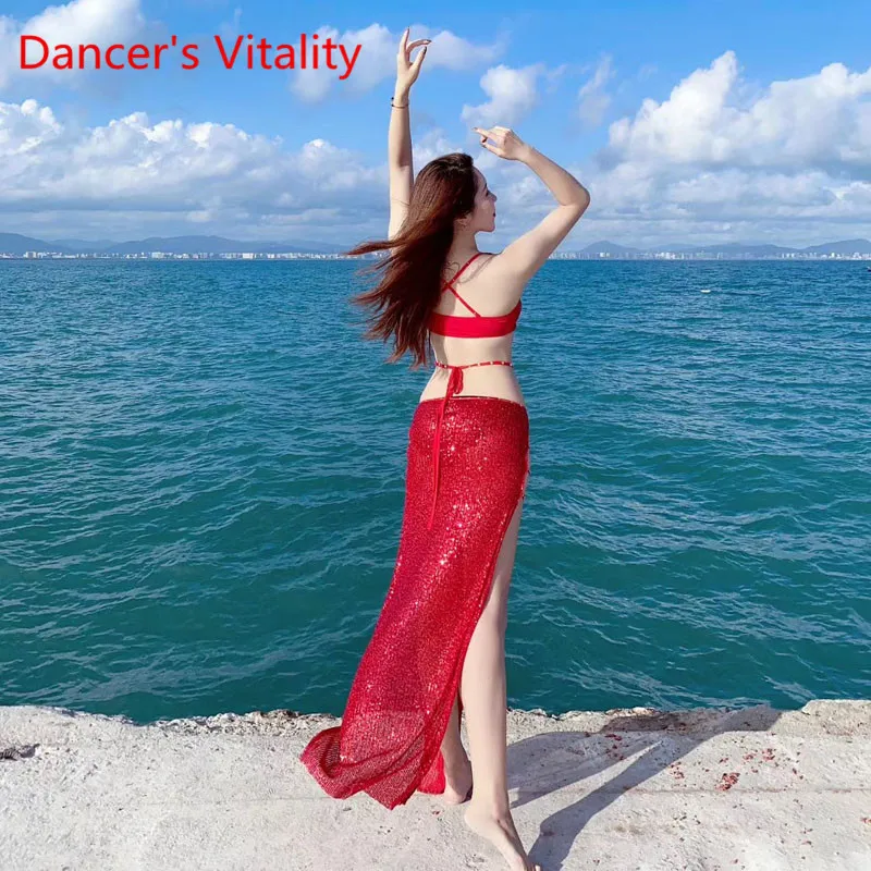 Костюм для танца живота новый комплект изысканный костюм с кристаллами и