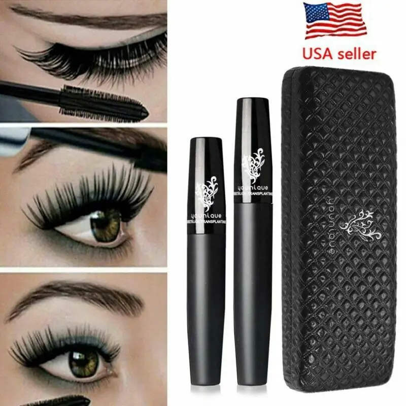 

1 Набор = 2 шт., новинка, бренд Younique, тушь для ресниц, 3D волокно, ресницы, водостойкий набор для макияжа с двойными ресницами