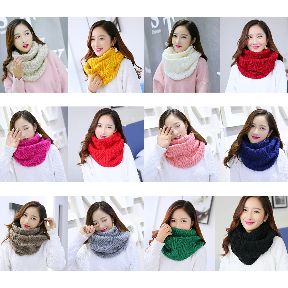 Женский зимний шарф Helisopus теплый вязаный с круглым вырезом зима 2020|Женские шарфы|