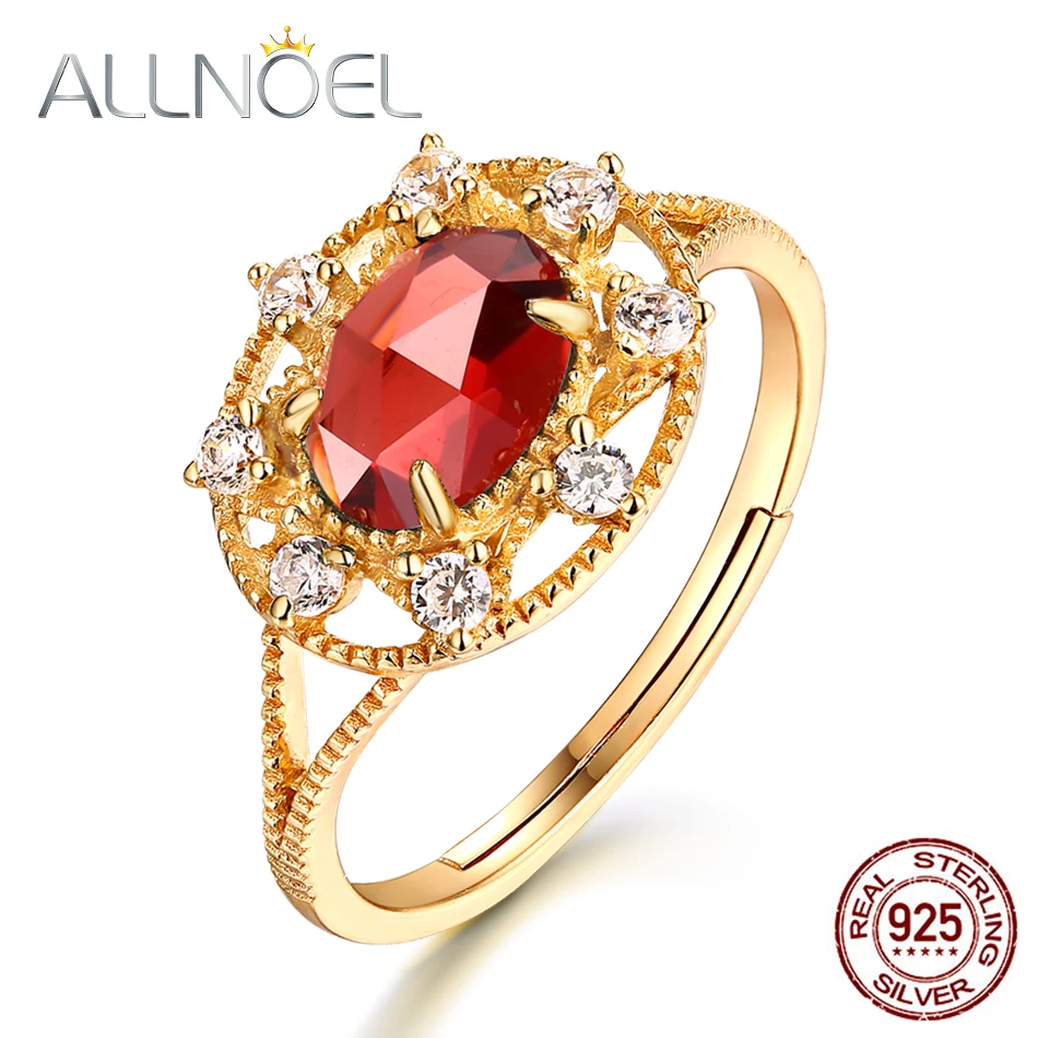 ALLNOEL, серебро 925, ювелирное изделие, Муассанит, кольцо ручной работы, драгоценные камни, гранат, антикварный, роскошный бренд, 925 пробы, серебряные кольца для женщин